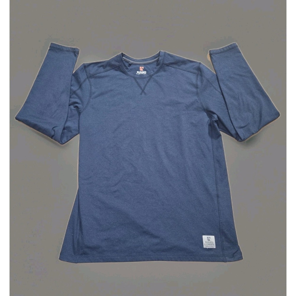Rugged Elements T Shirt Mens Sz S Blue Long Sleeve Crew Neck Performance Stretch